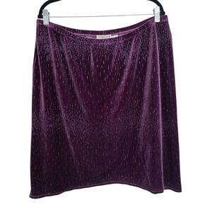 Y2K Notations Purple Glitter Stretch Velvet Mini Skirt Plus Size 18/20W